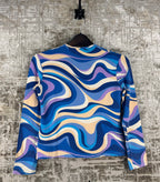 Womens Y2K Psychedelic Wave Print Top
