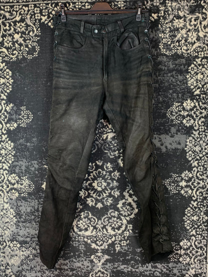 Men's Vintage Black Suede Leather Pants