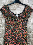 Womens Y2K Floral Milkmaid Dress