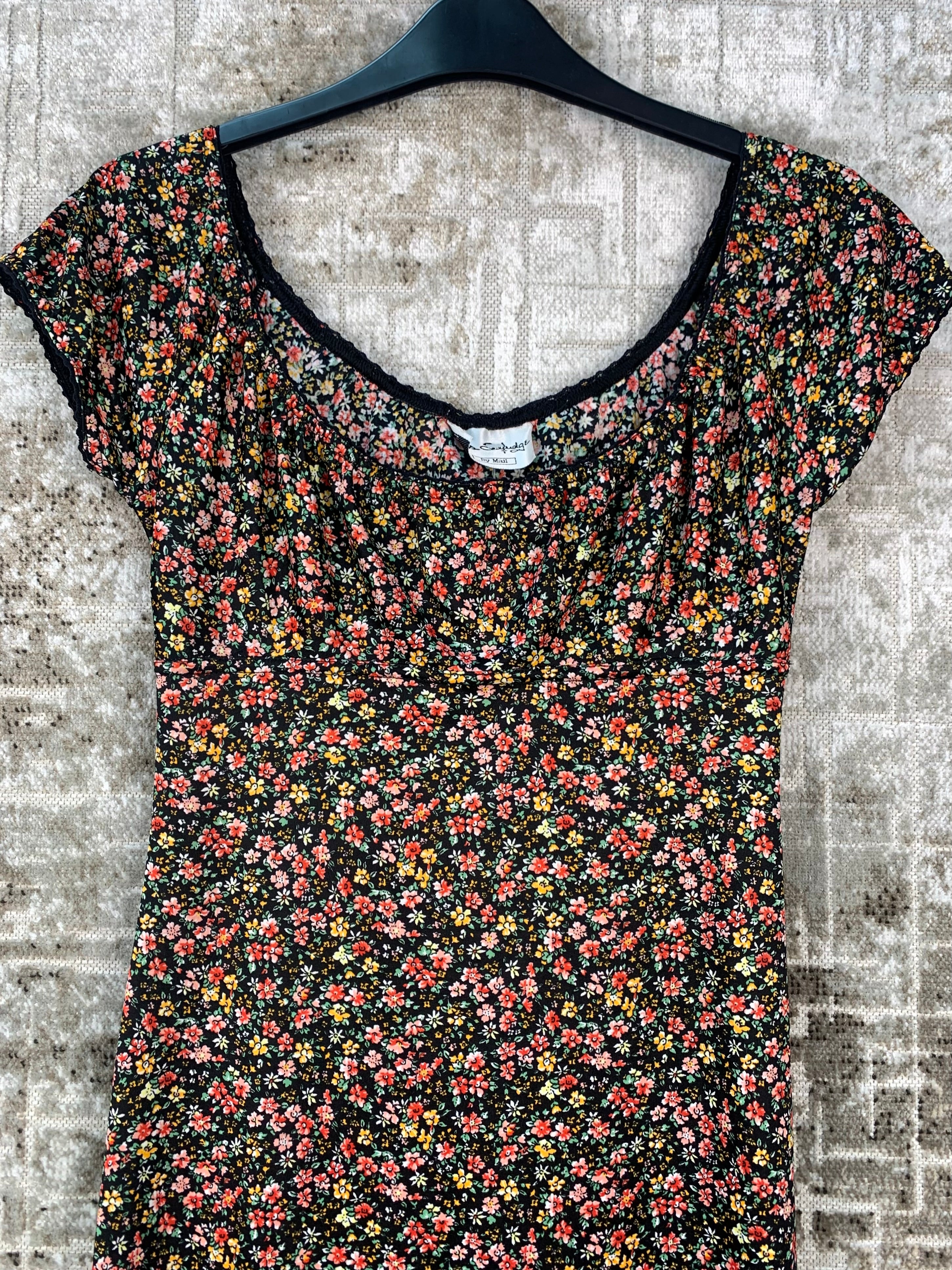 Womens Y2K Floral Milkmaid Dress