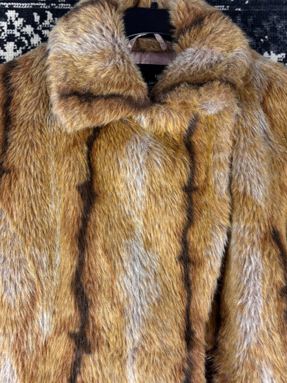 Women's Y2K Light Brown Faux Fur Jacket