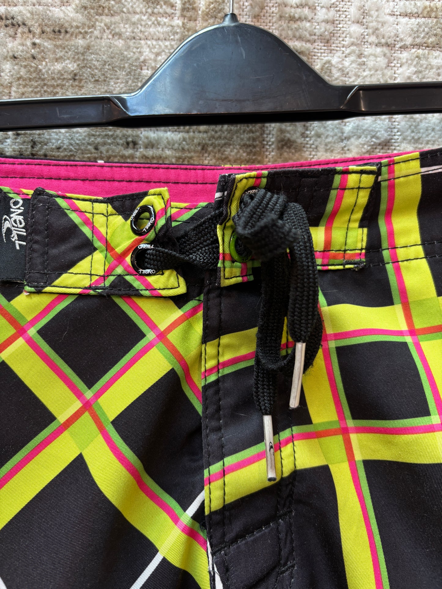 O'Neill Y2K Neon Plaid Board Shorts