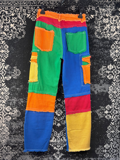 Unisex Vintage Colorful Patchwork Jeans
