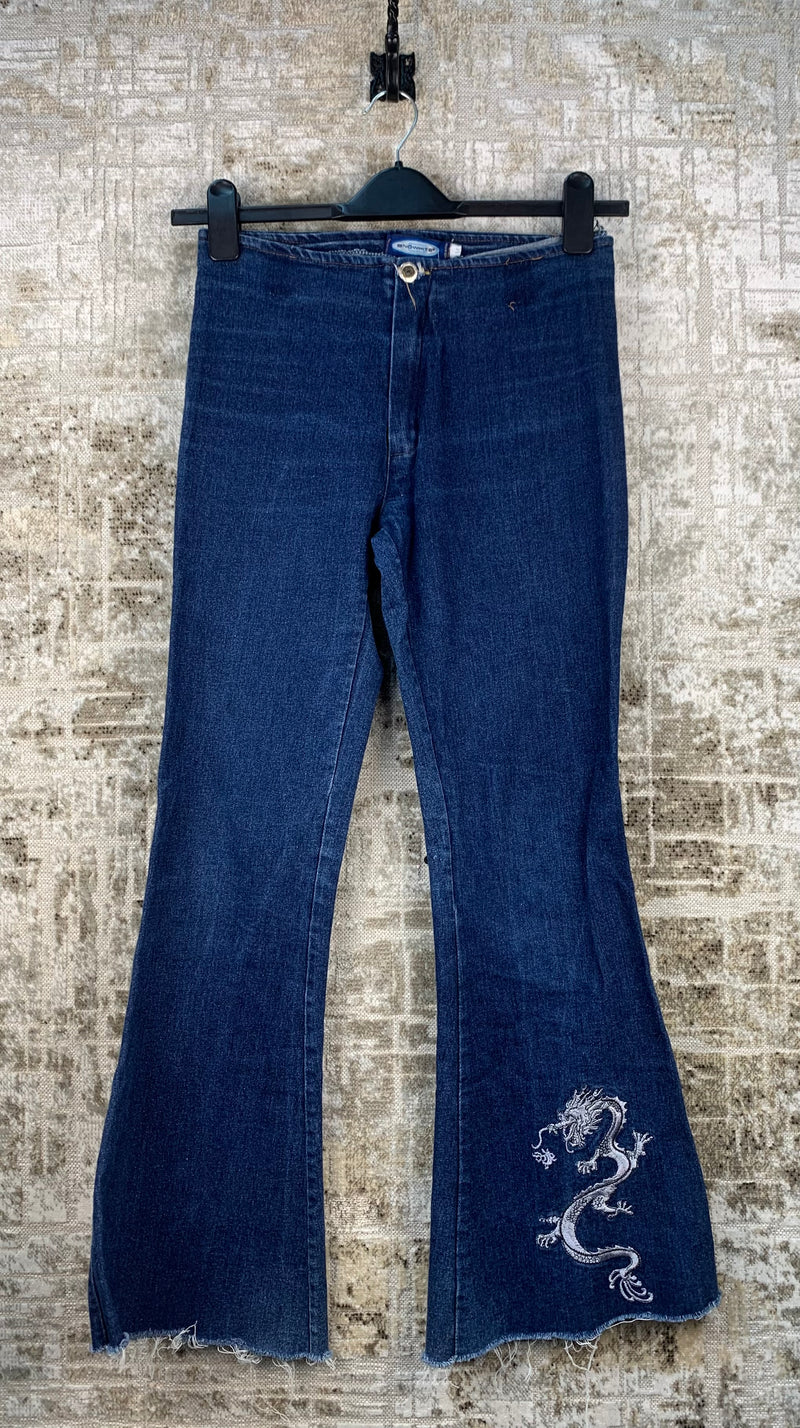 Women's Y2K Dragon Embroidery Flared Jeans