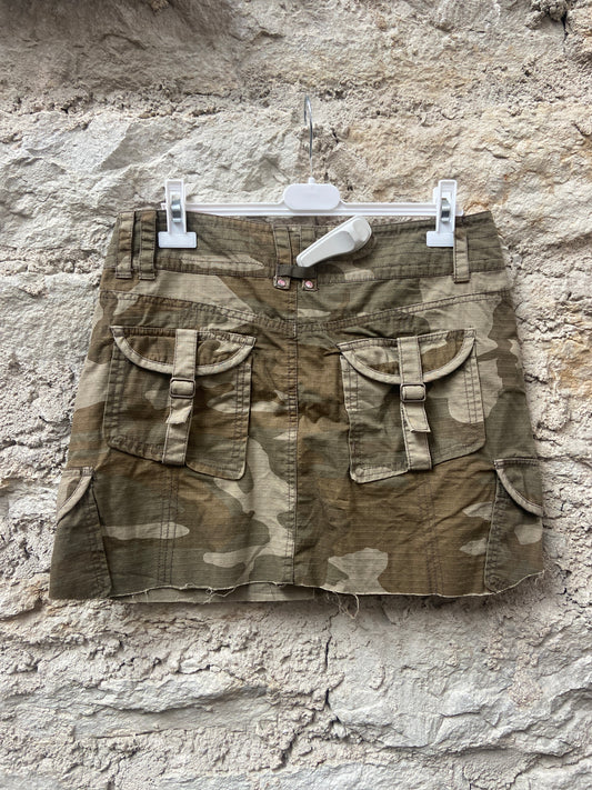 Upcycled Handpainted Camo Skirt