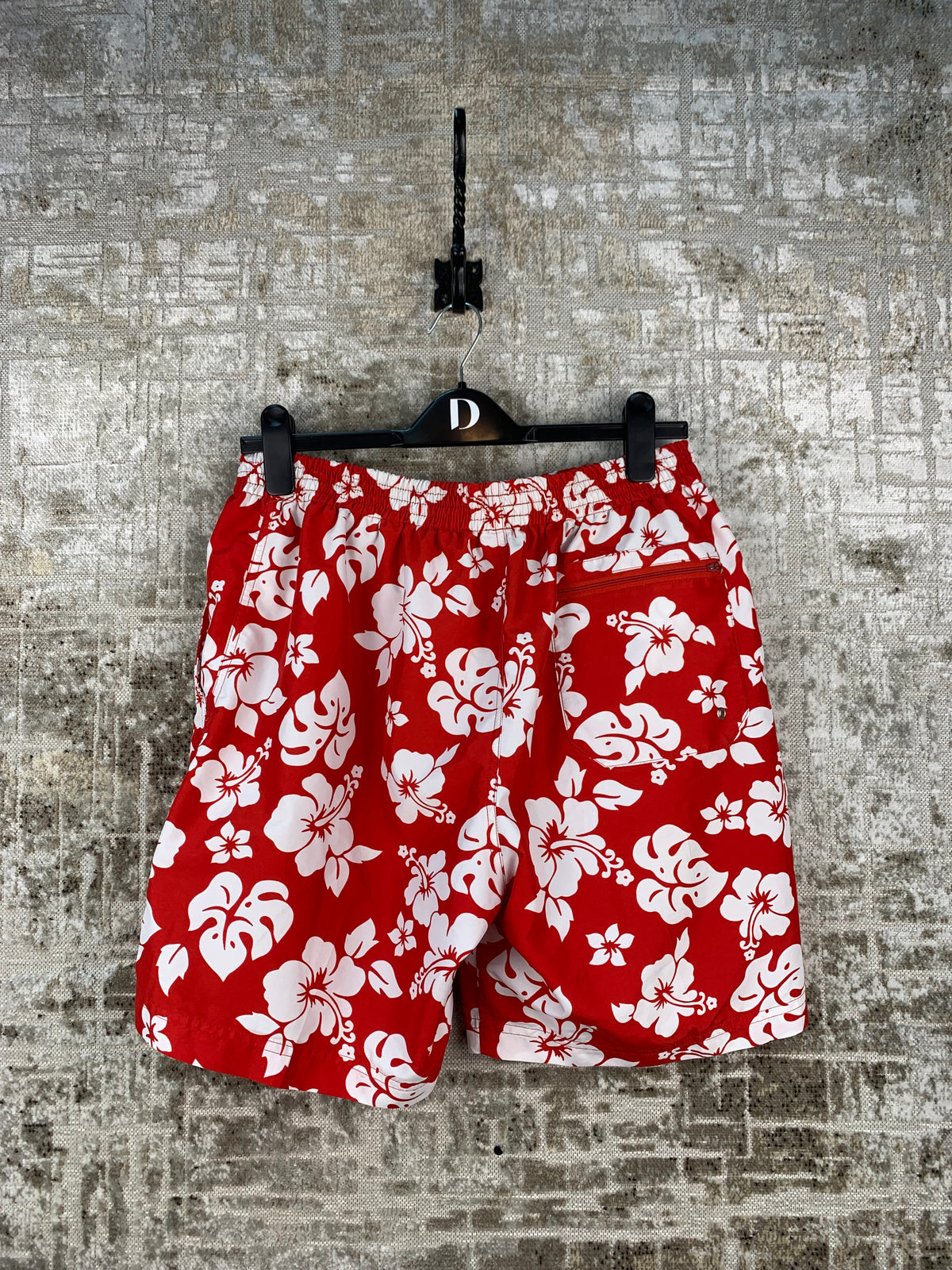 Men's Y2K Red Floral Swimming Shorts