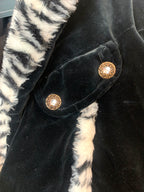 Vintage Velvet Zebra Faux Fur Trim Jacket