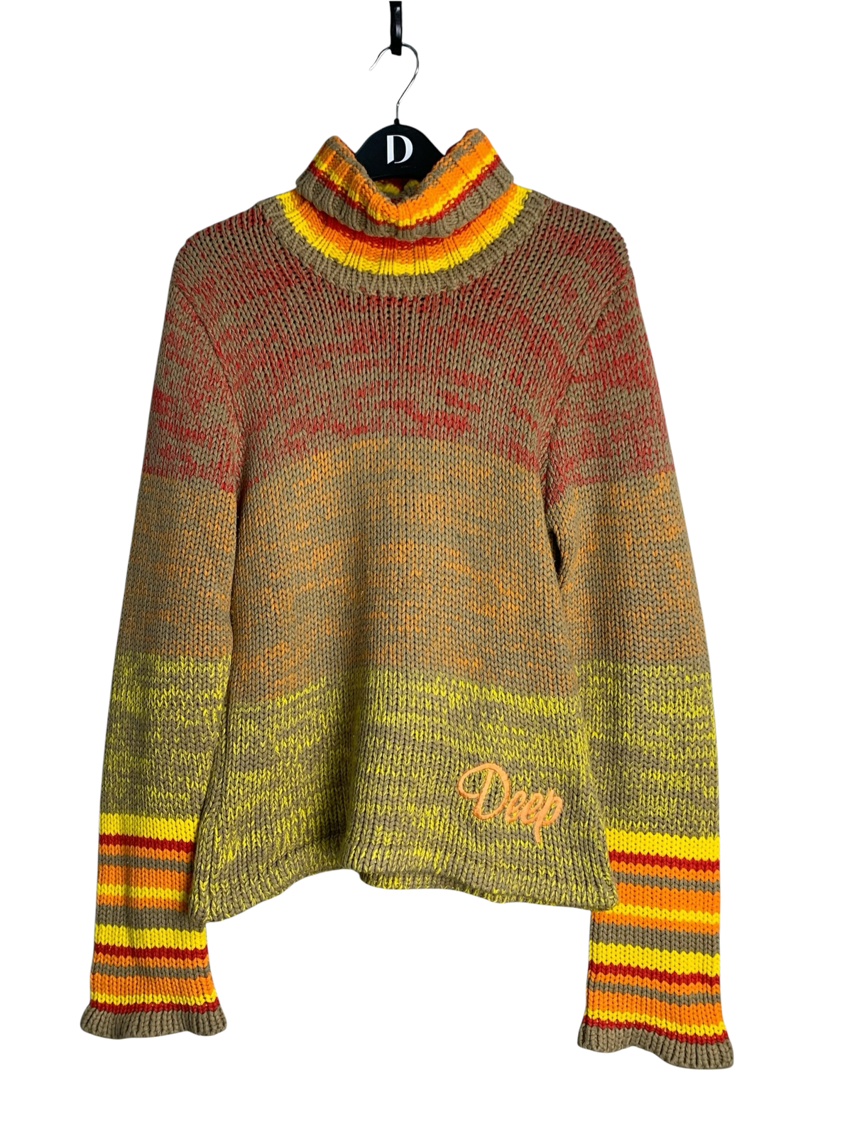 Y2K Ombre Striped Turtleneck Sweater