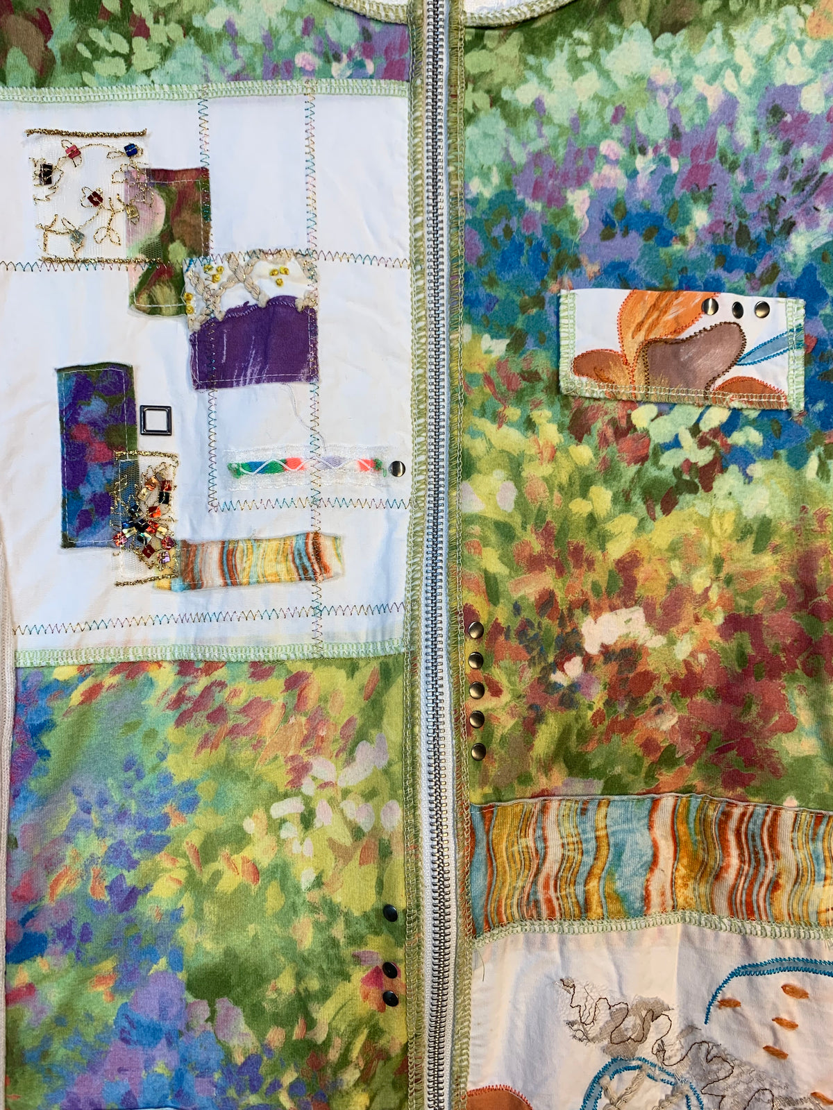 Elmia Y2K Patchwork Floral Zip Cardigan