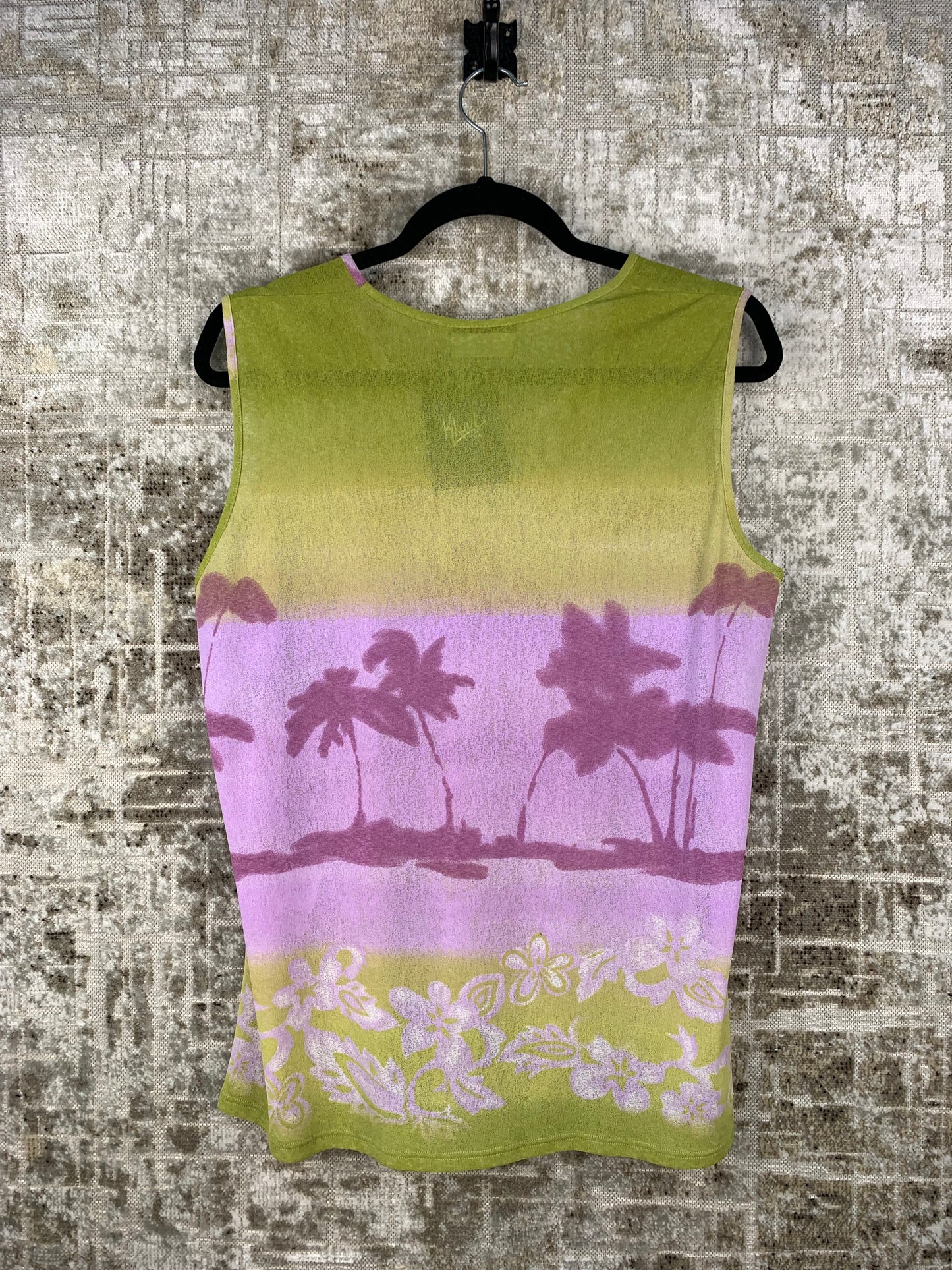 Womens Y2K Green Purple Palm Tree Tank Top