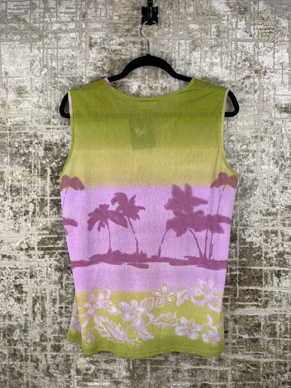 Womens Y2K Green Purple Palm Tree Tank Top