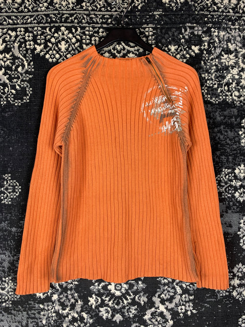 Jack & Jones Vintage Denim Y2K Style Ribbed Knit Sweater