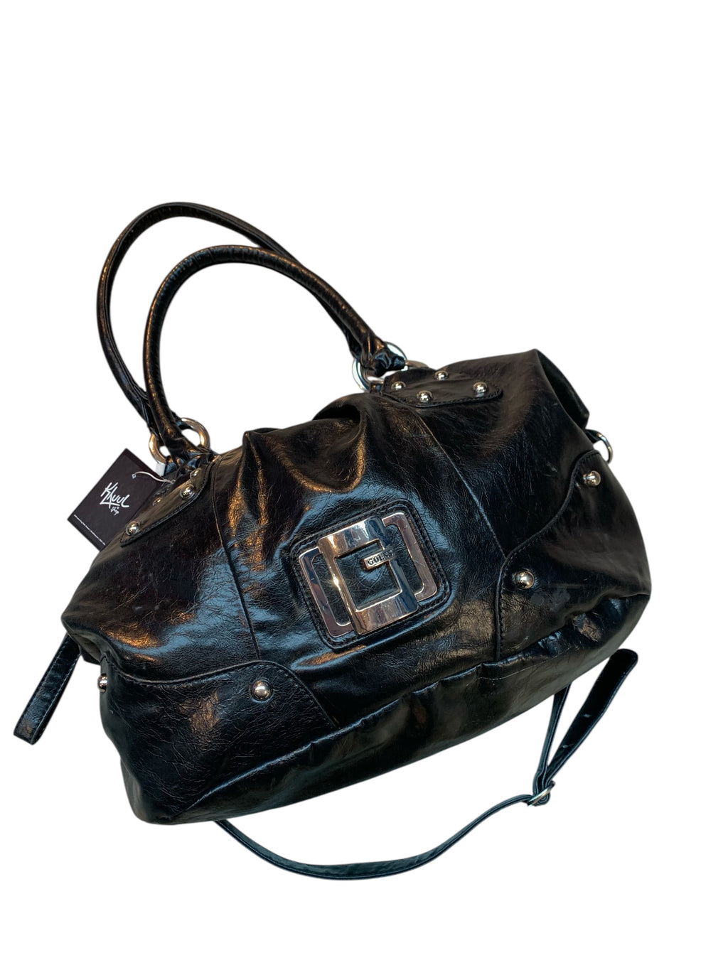 Guess Black Leather Slouchy Shoulder Bag