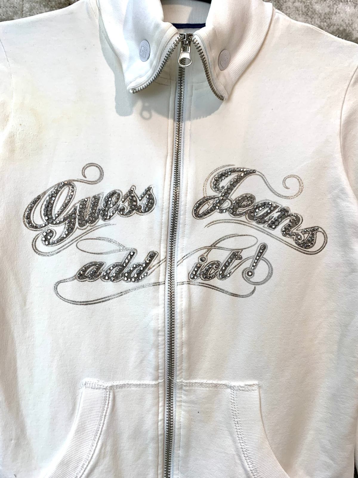 Guess Jeans Y2K Rhinestone Zip-Up Jacket