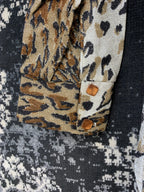 Women's Vintage Leopard Print Shirt Sparkly V Neck Button Up Blouse