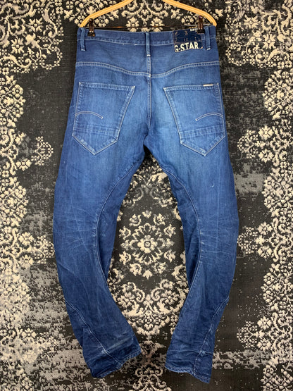Men's Y2K G STAR RAW Blue Distressed Acid Wash Jeans