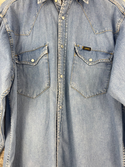 Men's Vintage Lee Denim Shirt Long Sleeve Button Up