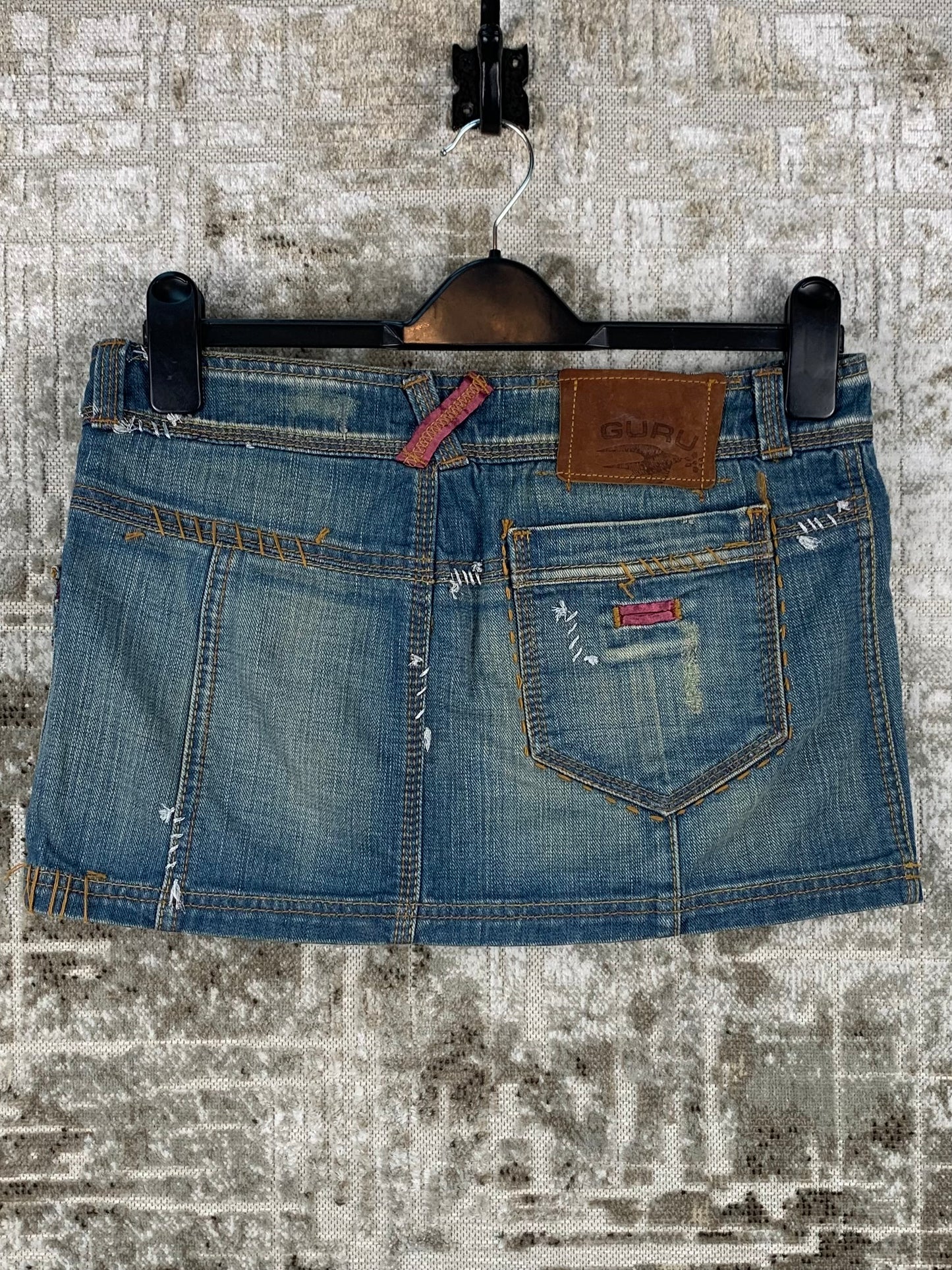 Womens Y2K Vintage Denim Guru Blue Mini Skirt