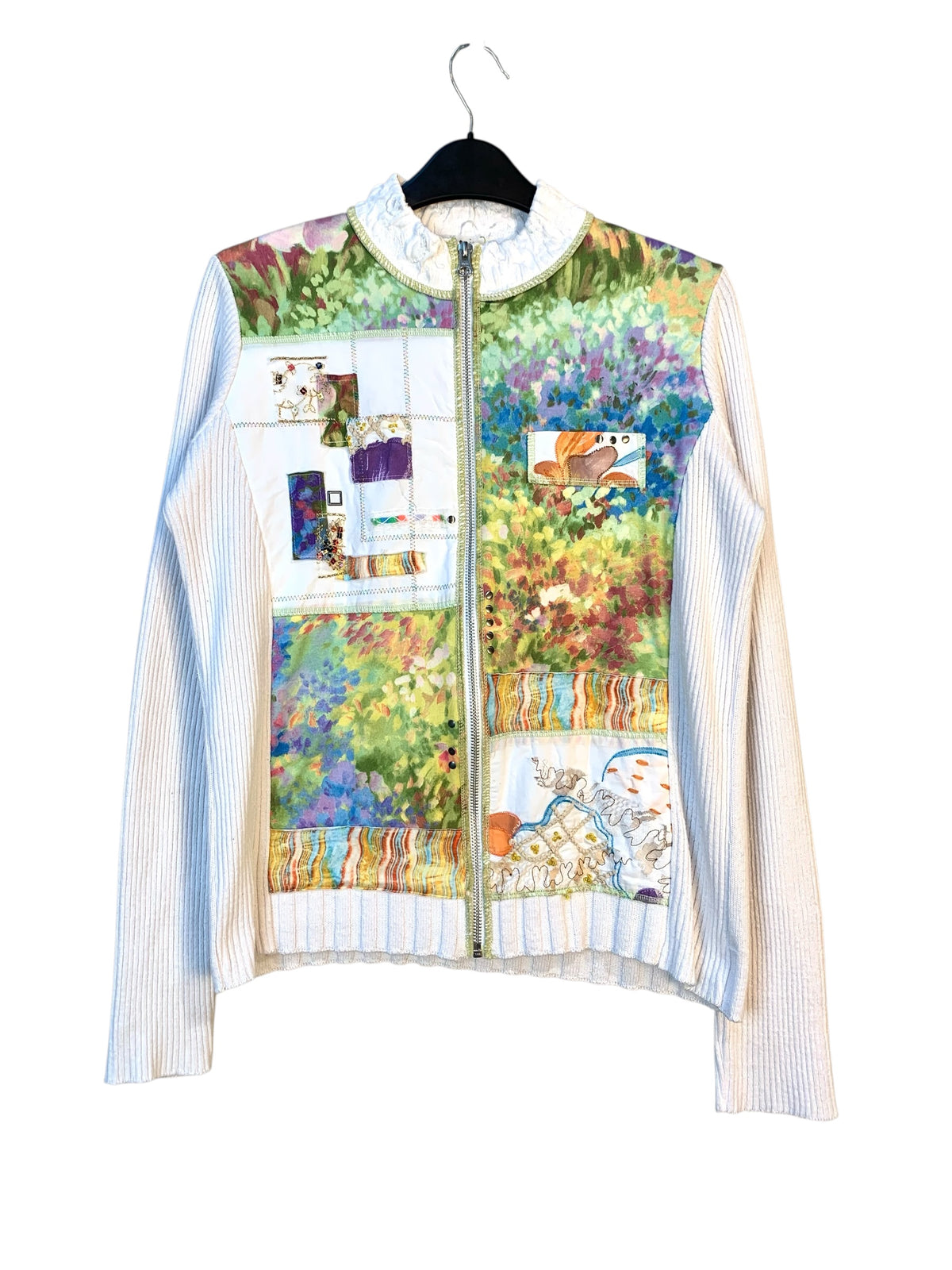 Elmia Y2K Patchwork Floral Zip Cardigan