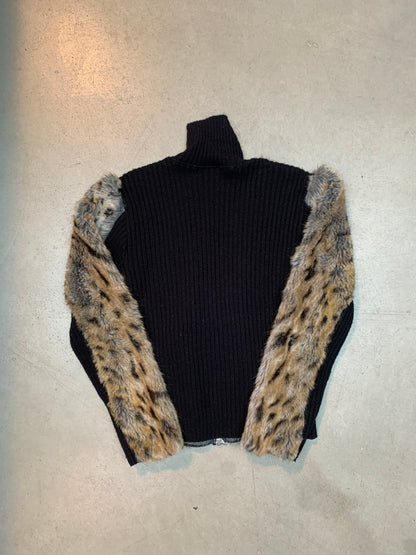 Women’s Y2K Faux Fur And Knit Zip Up Jacket