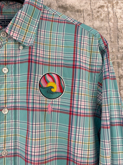 Mens Vintage Polo Ralph Lauren Plaid Button Up Shirt