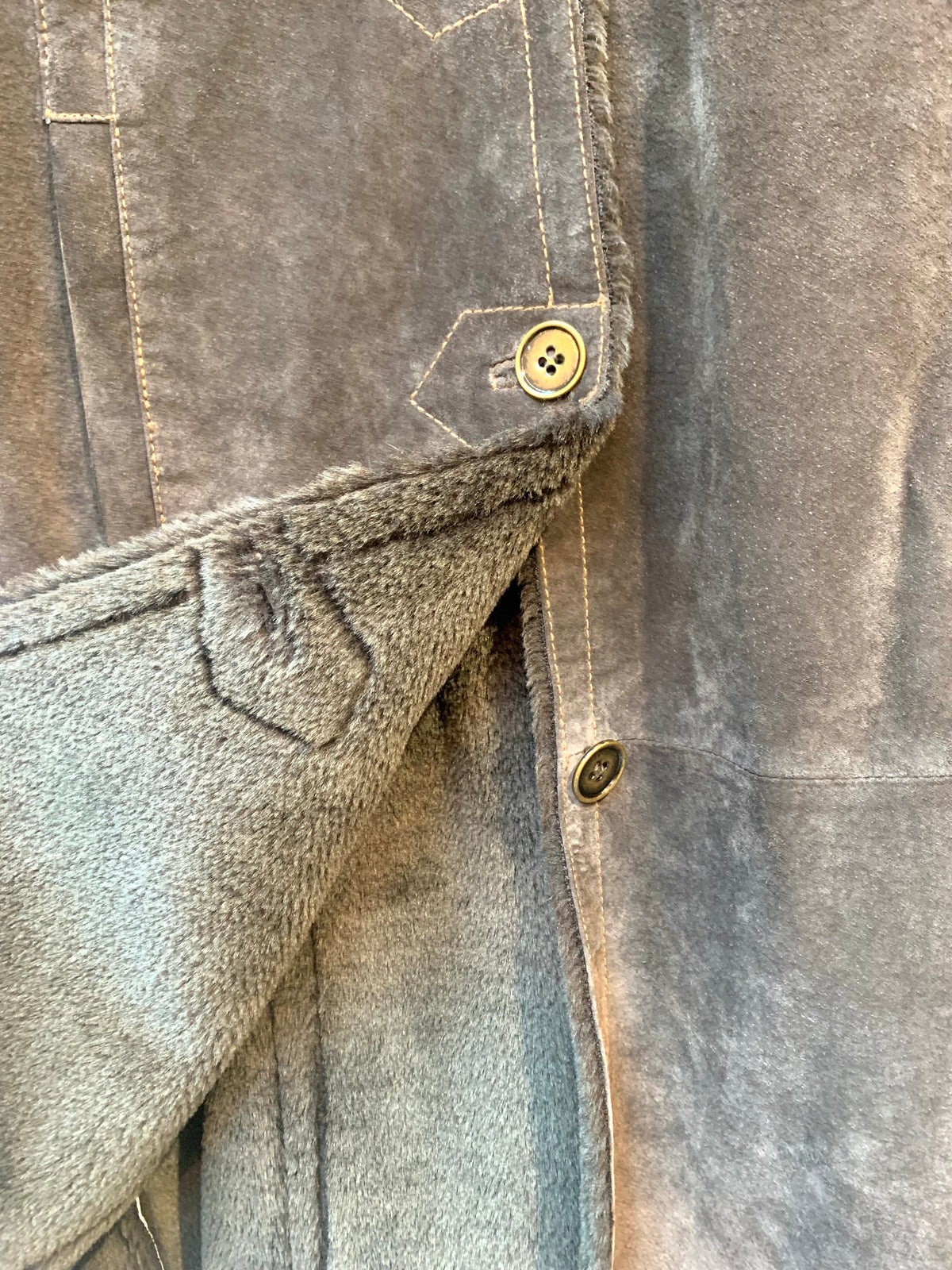 Rock'n Blue Faux Fur Trimmed Suede Coat