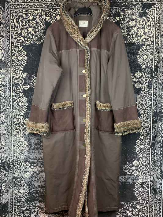 Loft Fashion Women's Long Brown Hooded Coat