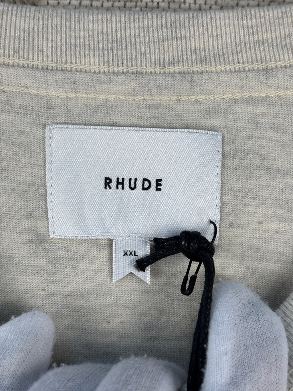 Rhude Men's Gray Embroidered Logo Long Sleeve T Shirt