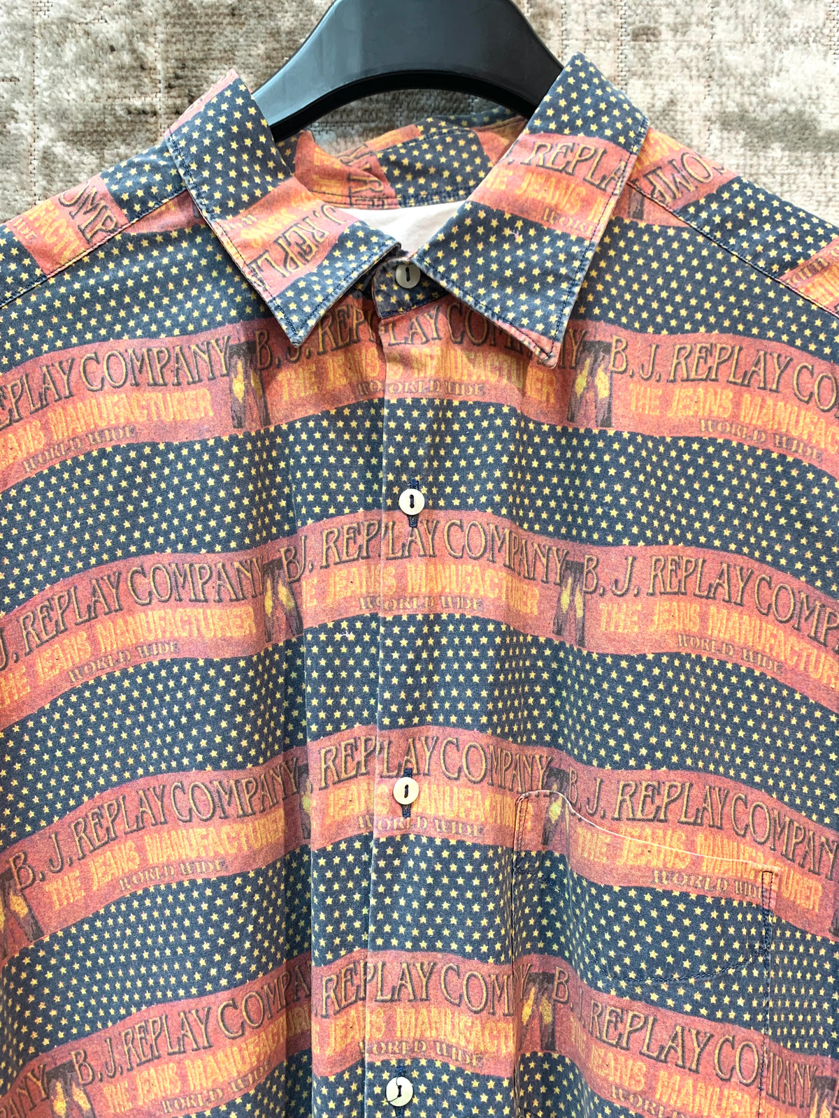 Vintage Replay All-Over Flag Print Shirt
