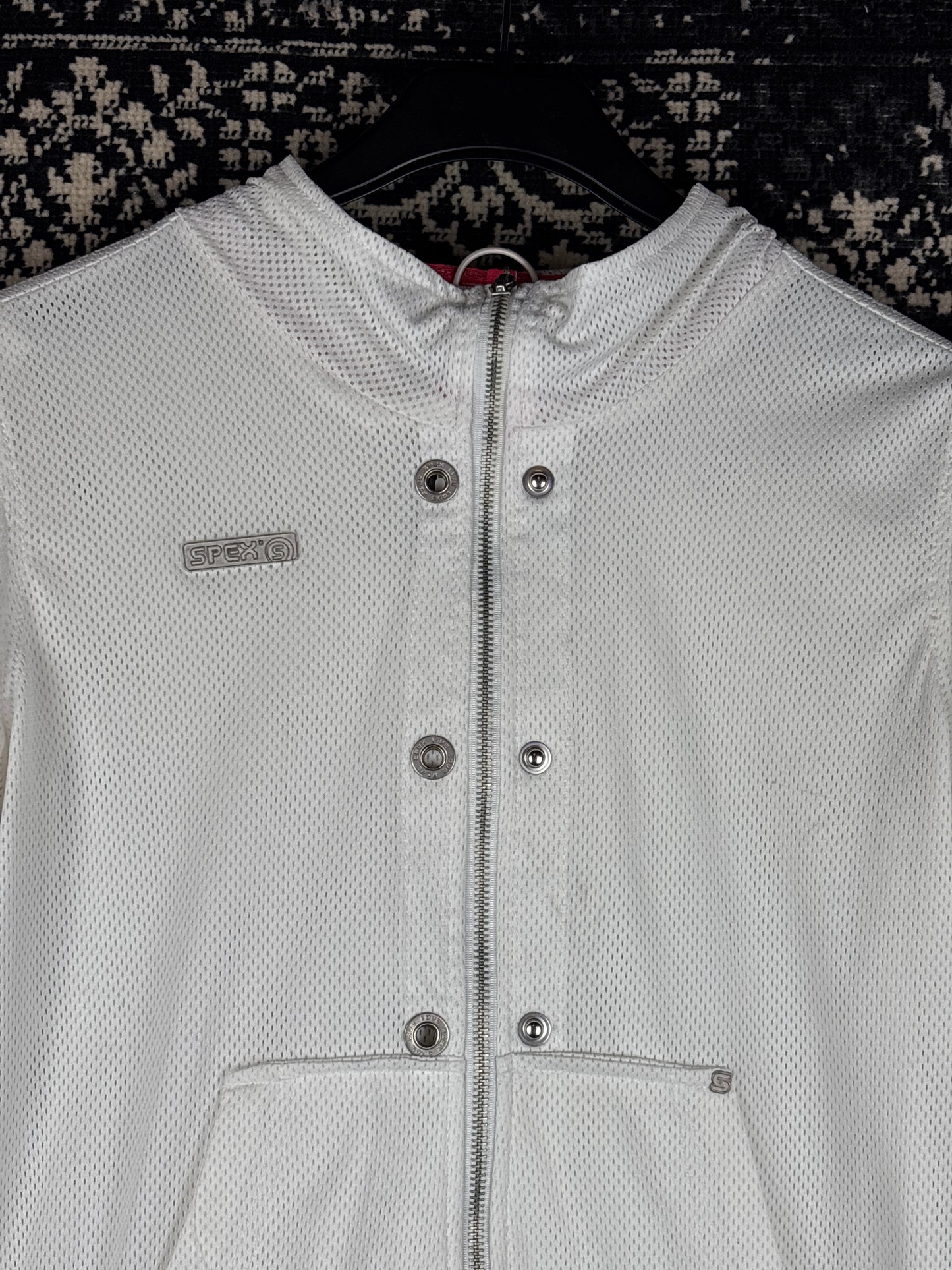 Women's Y2K SPEX White Mesh Zip Hoodie