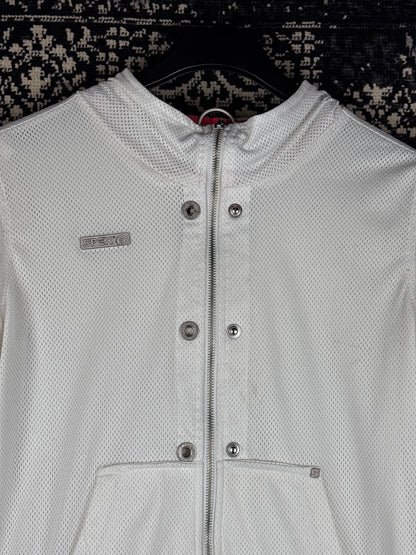 Women's Y2K SPEX White Mesh Zip Hoodie