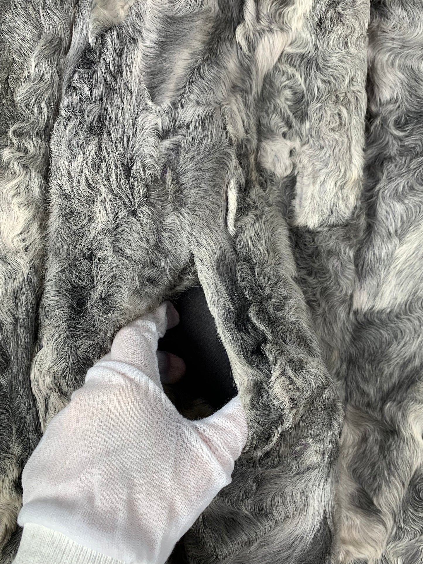 Women's Vintage Grey Genuine Goat Fur Coat