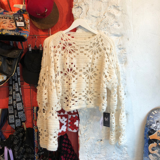 Handmade Crochet Flower Sweater