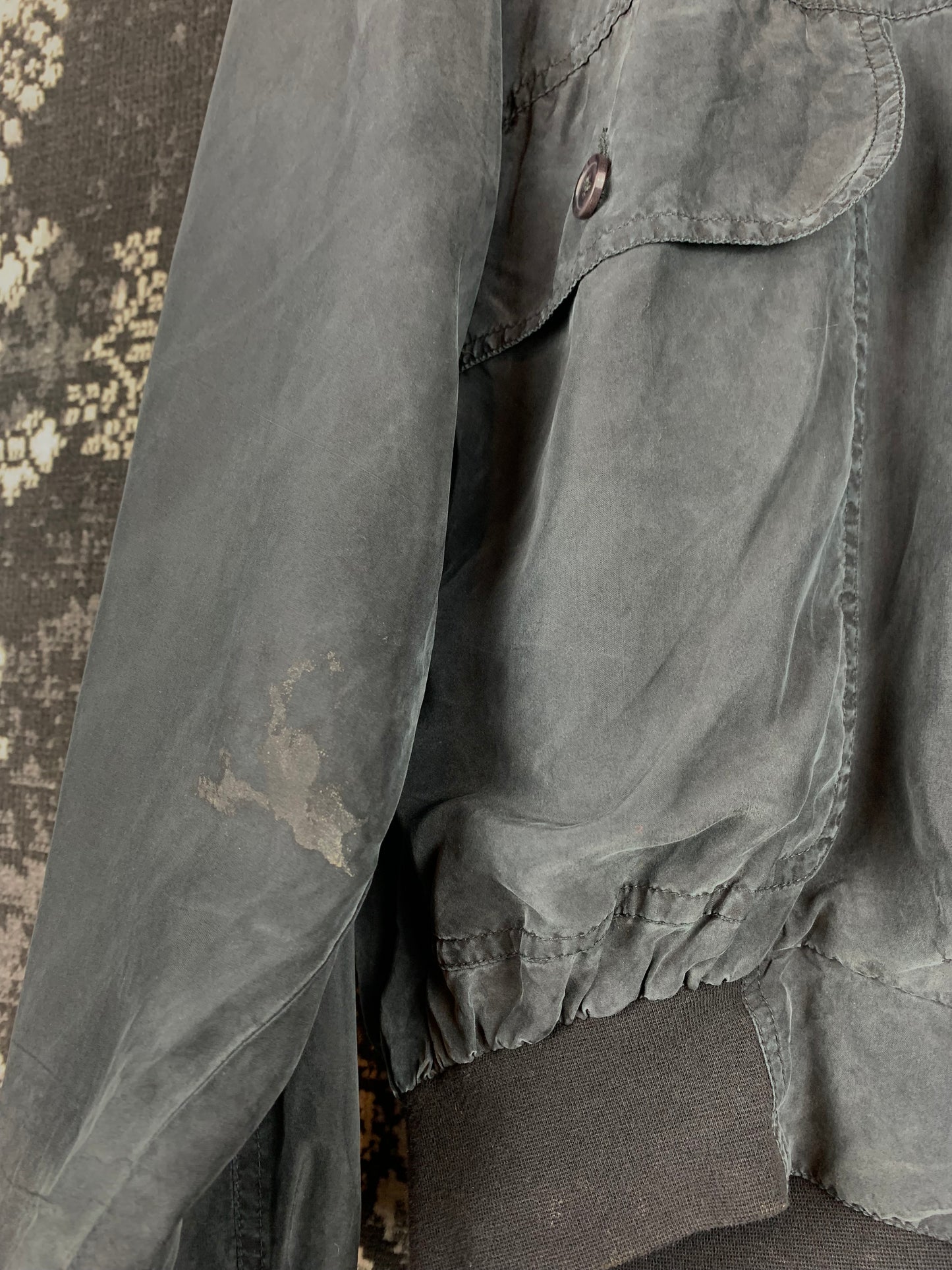 Mens Vintage Silk Black Bomber