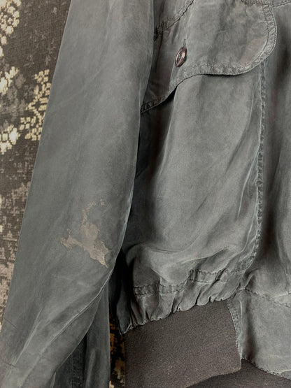 Mens Vintage Silk Black Bomber