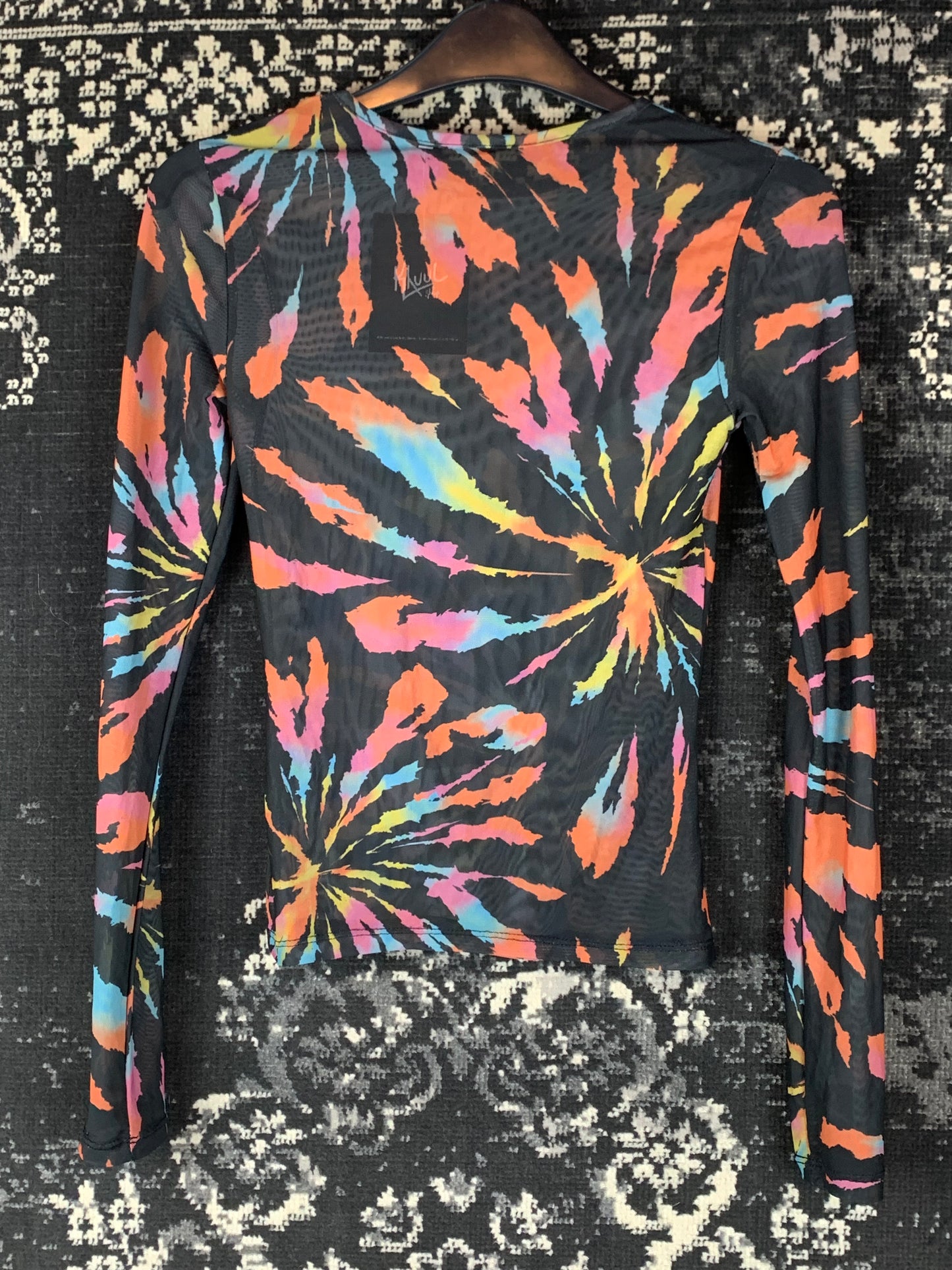 Women's Funky Multicolor Long Sleeve Mesh Top