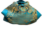 Y2K Teal Floral Jacquard Hobo Bag
