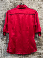 Tahari Satin Puff-Sleeve Blouse