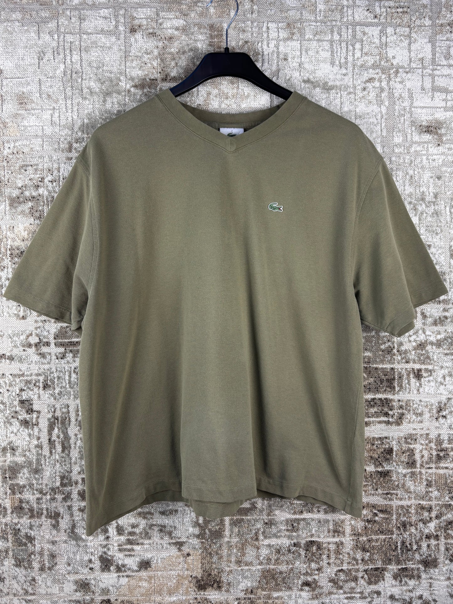 Vintage Lacoste Khaki V Neck Minimal T Shirt