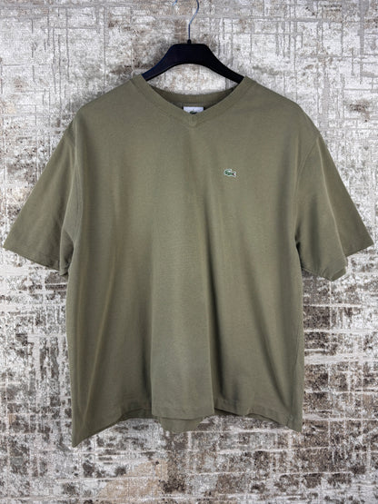 Vintage Lacoste Khaki V Neck Minimal T Shirt
