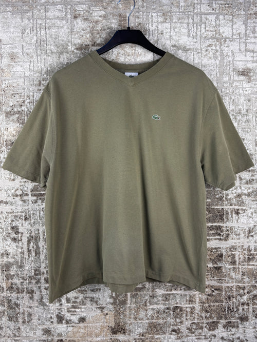 Vintage Lacoste Khaki V Neck Minimal T Shirt