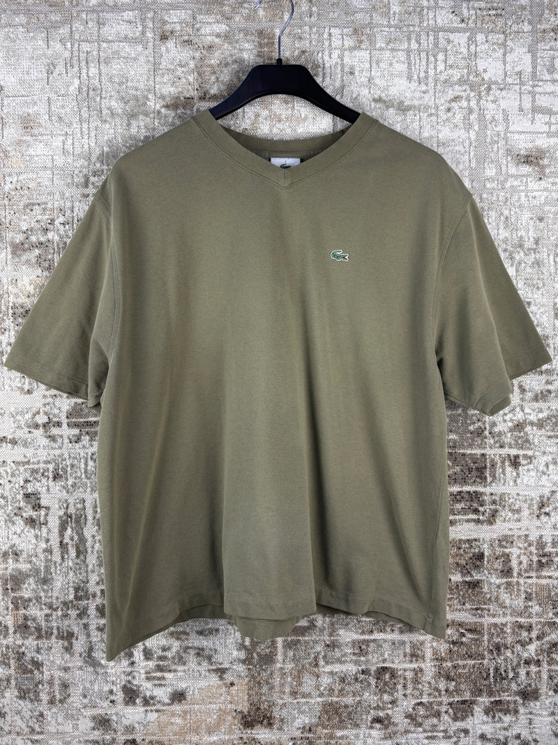 Vintage Lacoste Khaki V Neck Minimal T Shirt
