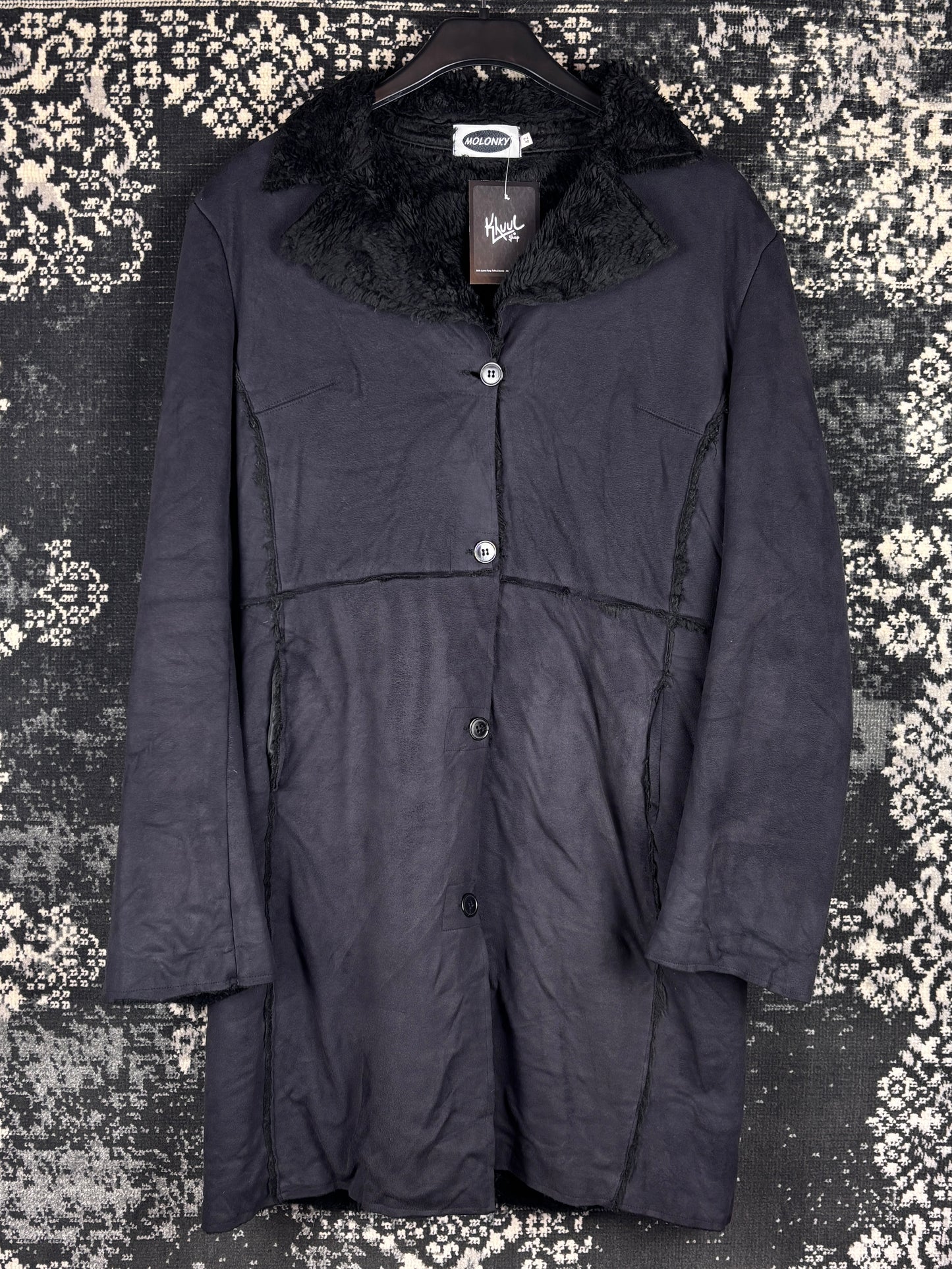 Women's Y2K Black Faux Suede Coat