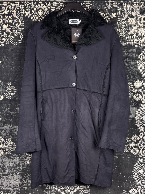Women's Y2K Black Faux Suede Coat