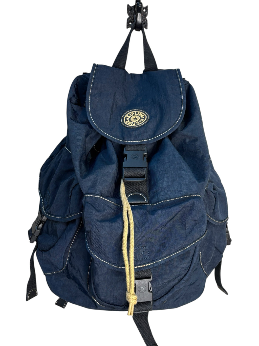 Kipling Navy Crinkle Nylon Backpack