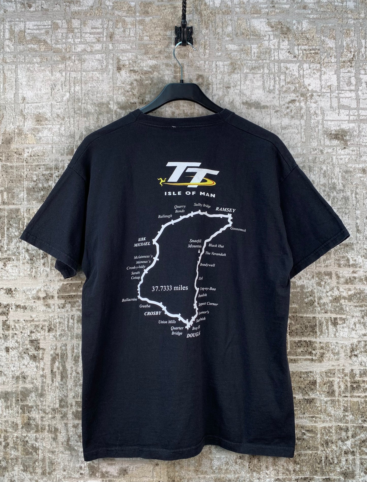 Mens Vintage The Isle Of Man TT Motorcycle Black T Shirt