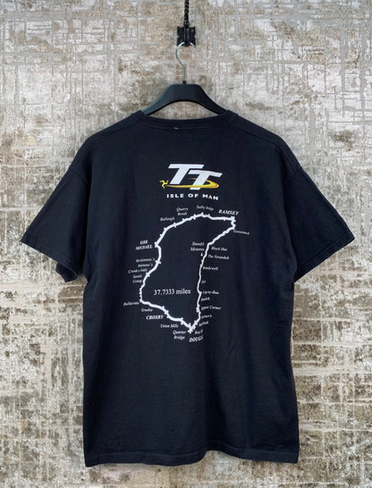 Mens Vintage The Isle Of Man TT Motorcycle Black T Shirt