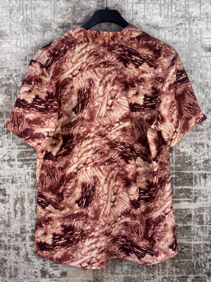 Mens Vintage TangTang Abstract Pattern Button Up Shirt