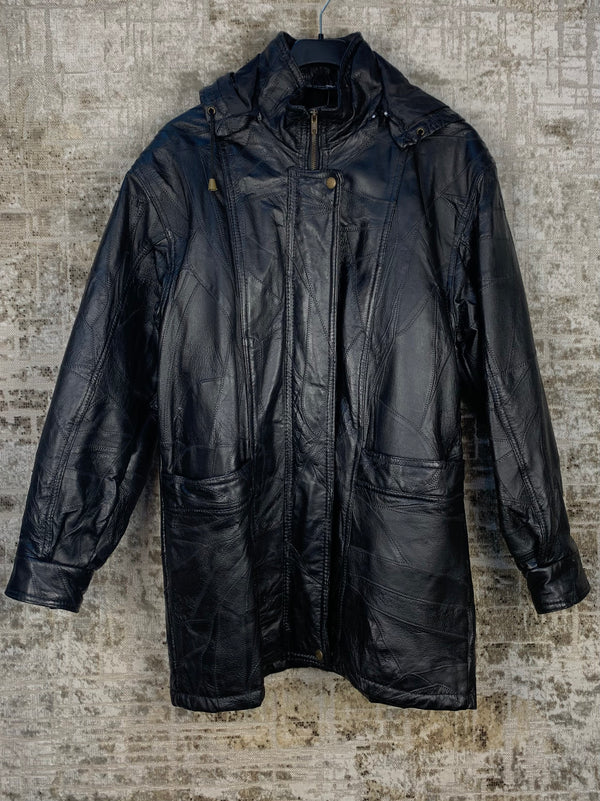 Women's Vintage Black Genuine Leather Coat