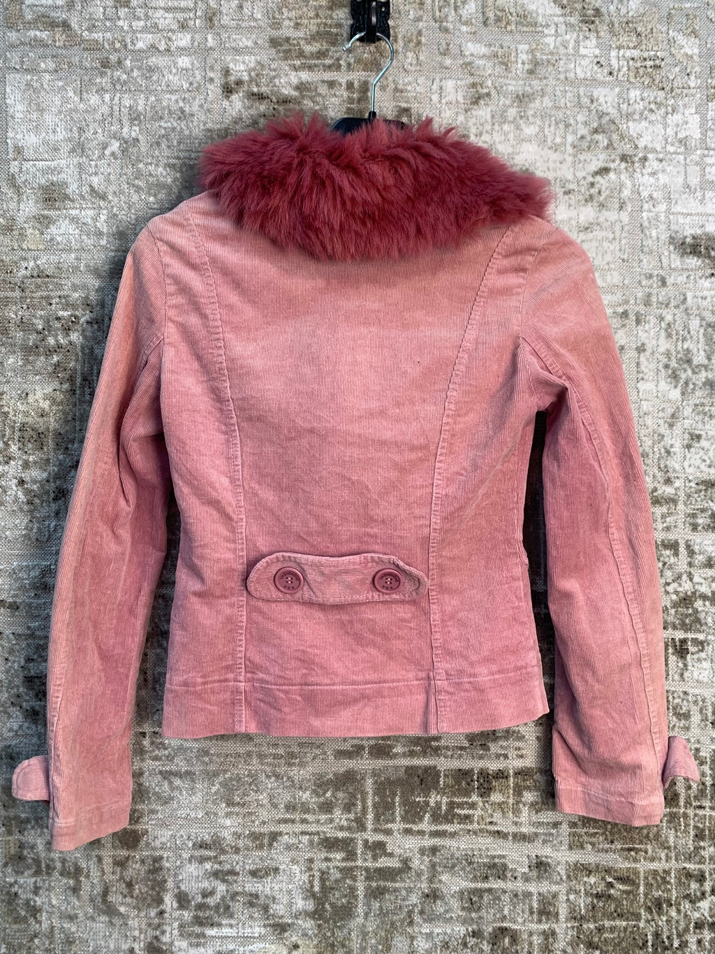 V2000 Y2K Corduroy Faux Fur Collar Jacket